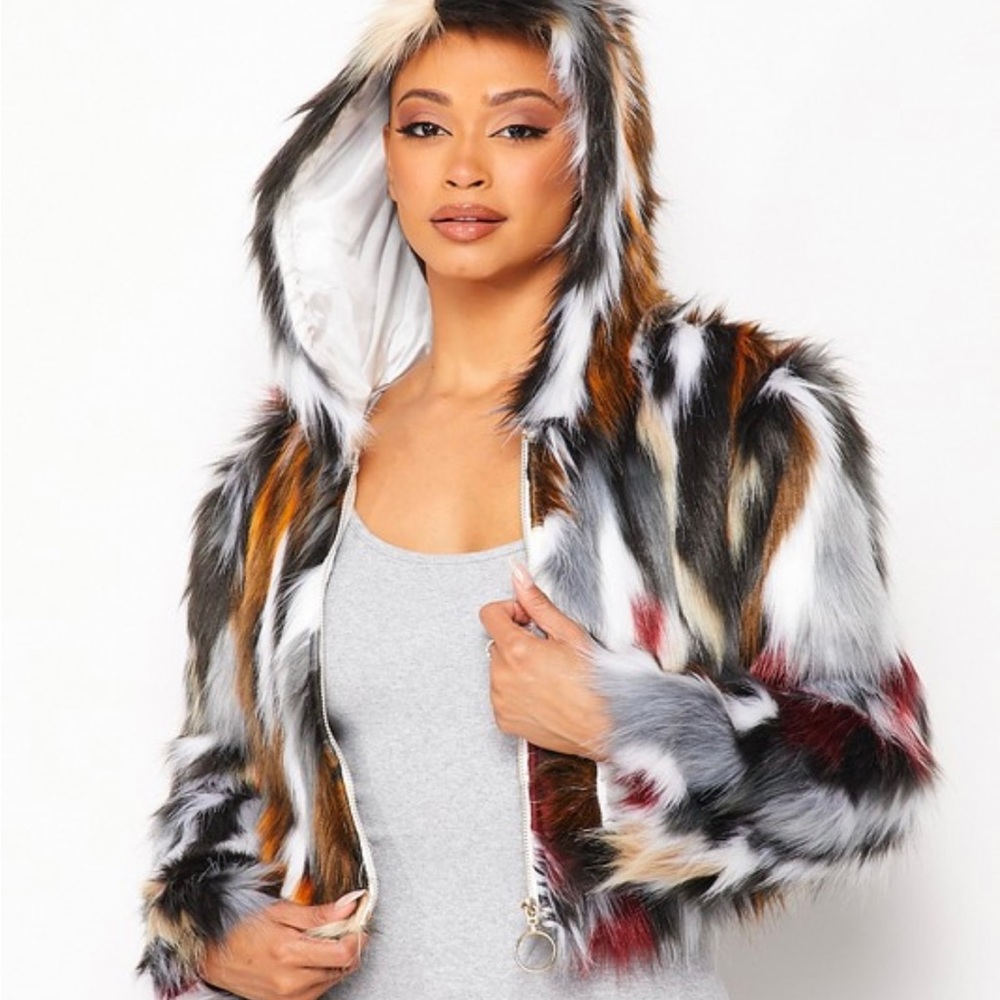 Faux für fully lined jacket
